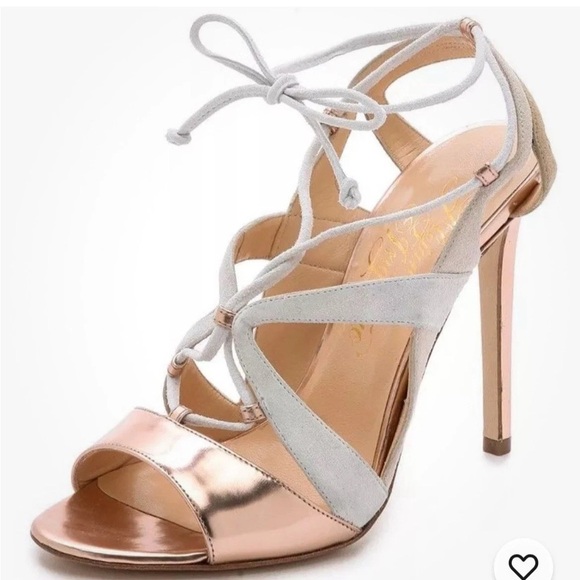 Alejandro Ingelmo Shoes - Alejandro Ingelmo Metallic Rose and Suede Heels